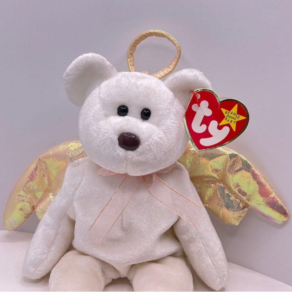 Ty Angel Bear Plush Toy - White and Gold